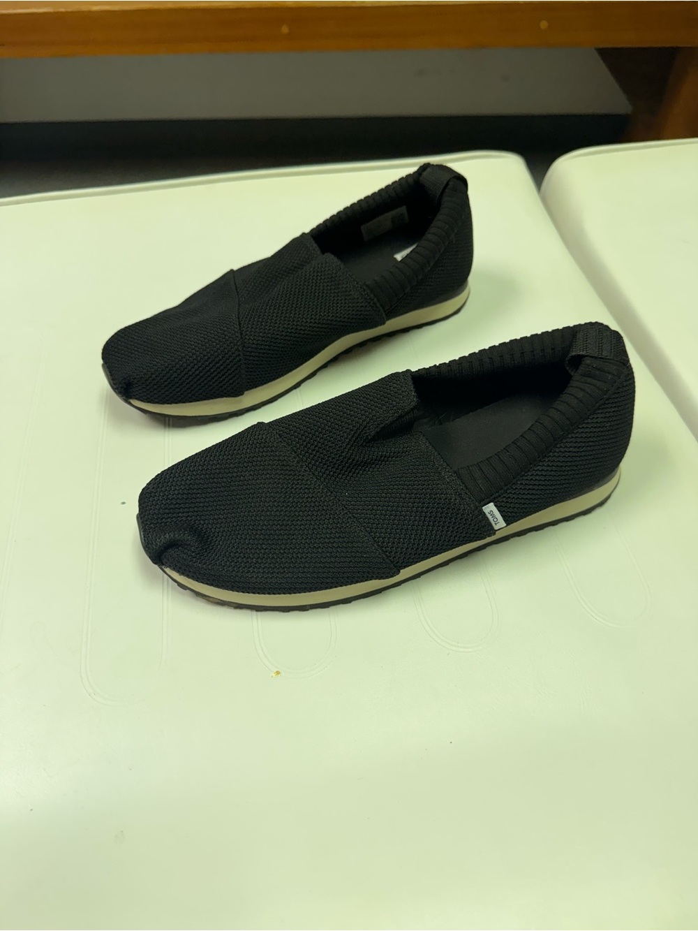 Toms Men's Black Knit Slip-On Loafers with Cream Midsole
